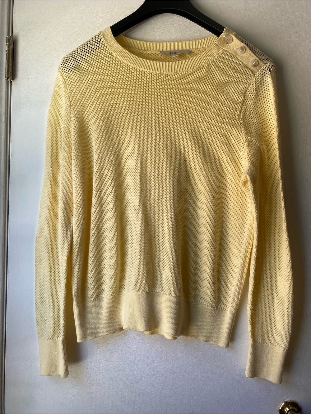 Butter Yellow Button-Shoulder Knit Sweater